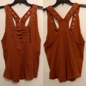 Free people, tie up, racer back tank
